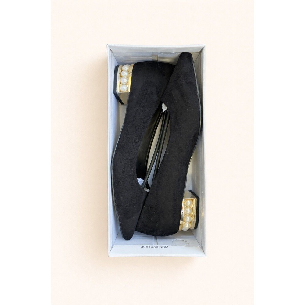 Qupid Melinda-02 Black Suede Pearl Heel Pumps – Size 10 – NWT